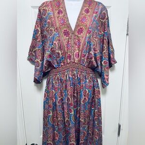 Colorful Paisley V-Neck Dress